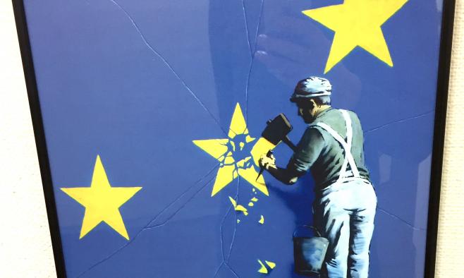 Kehystetty Helsinki Banksy EU Flag